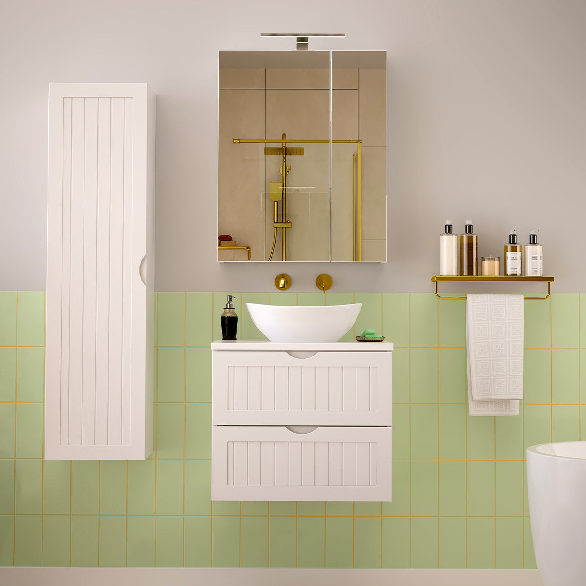 Meuble sous-vasque 60cm plan de toilette Soline Blanc - vue 6