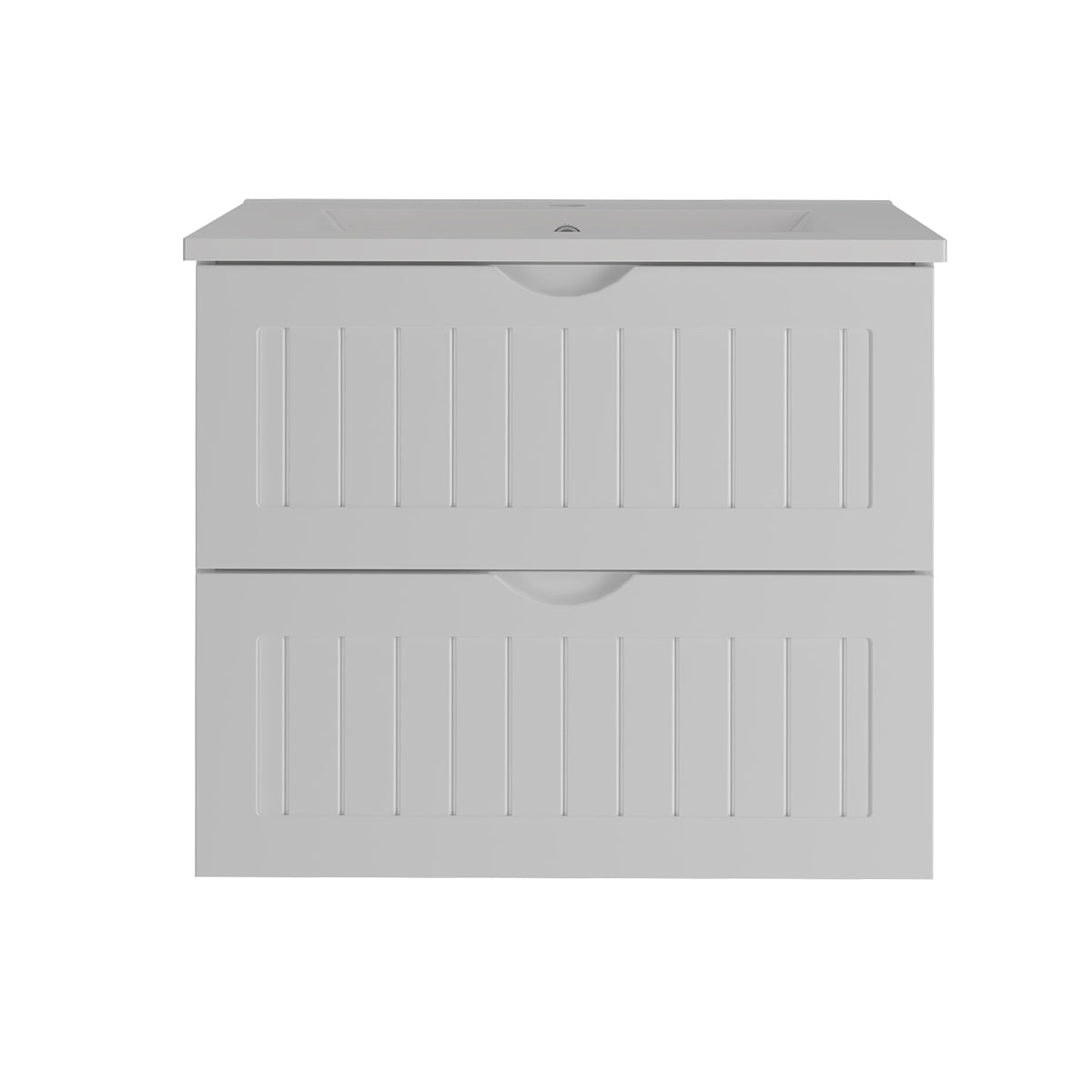 Meuble simple vasque encastrée 60cm Soline Blanc - vue 3