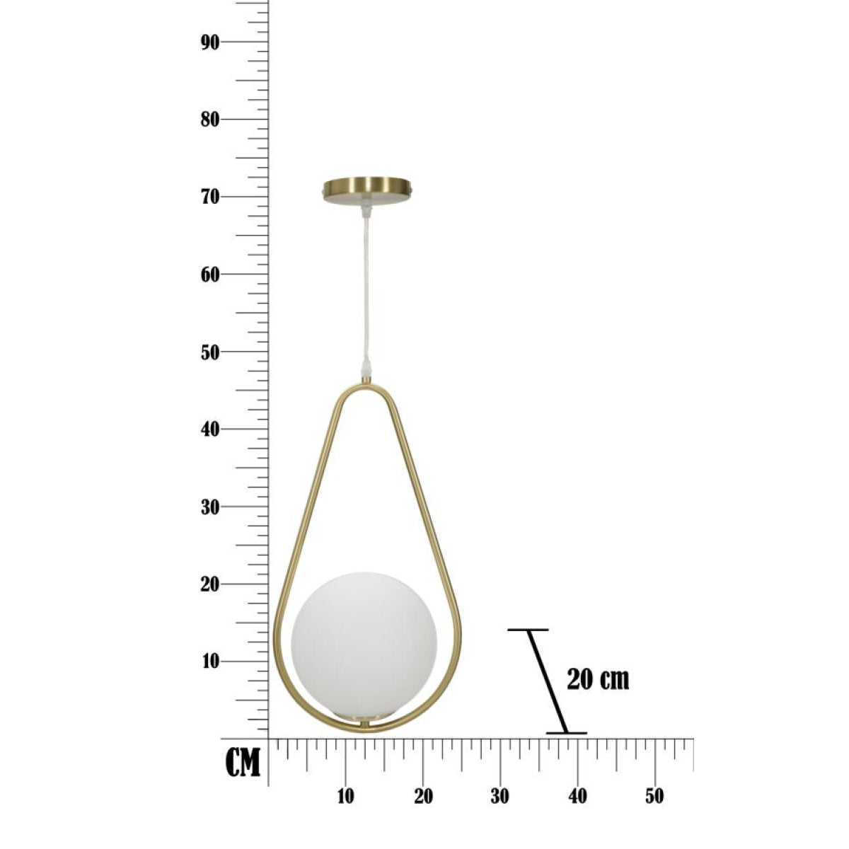 Suspension 1 globe en verre 46 cm Azélie Doré - vue 9