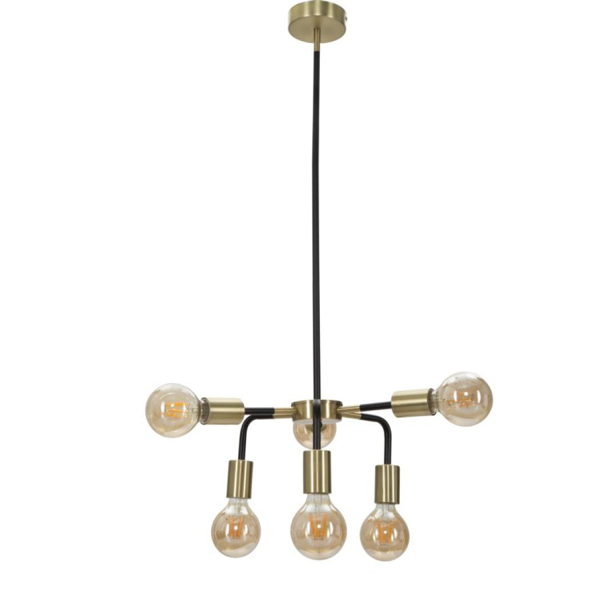 Suspension 6 ampoules 81 cm Ysao Noir et Doré - vue 5