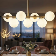 Suspension 7 globes en verre 74 cm Azélie Doré