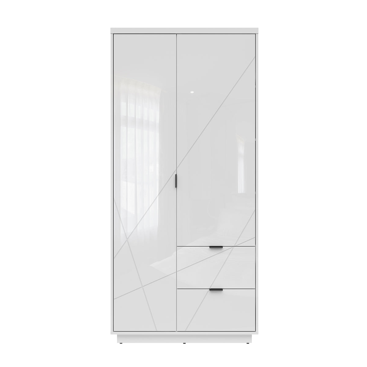 Armoire 2 portes 2 tiroirs Sven Blanc - vue 2