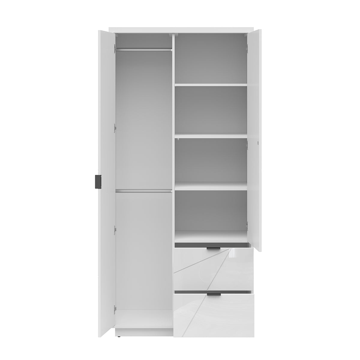 Armoire 2 portes 2 tiroirs Sven Blanc - vue 3