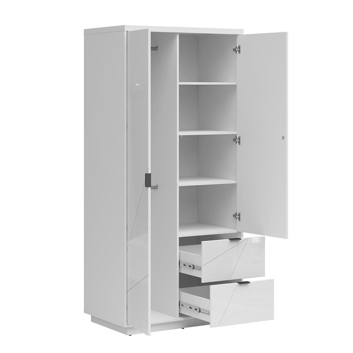 Armoire 2 portes 2 tiroirs Sven Blanc - vue 4