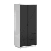 Armoire 2 portes 2 tiroirs Sven Noir et Blanc