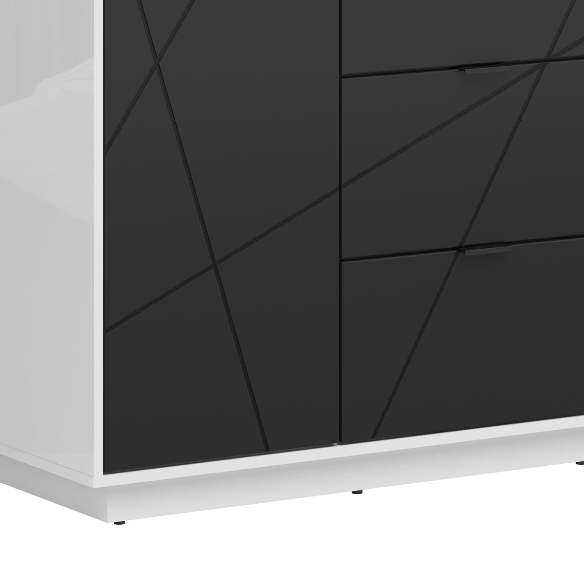 Armoire 2 portes 2 tiroirs Sven Noir et Blanc - vue 5