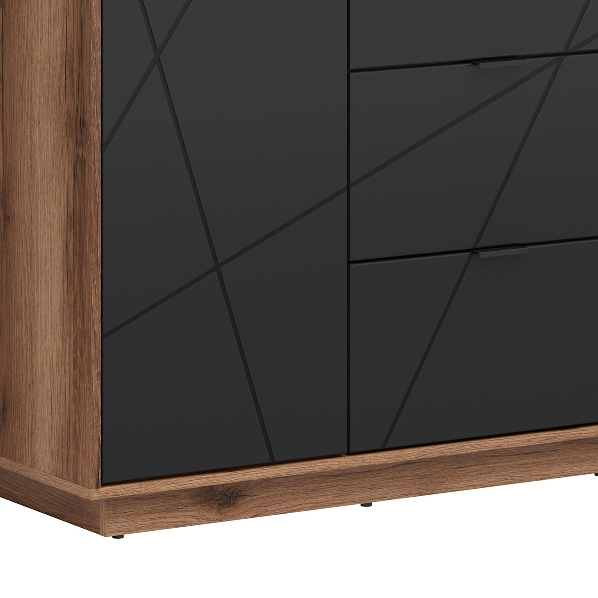 Armoire 2 portes 2 tiroirs Sven Noir et Bois - vue 5
