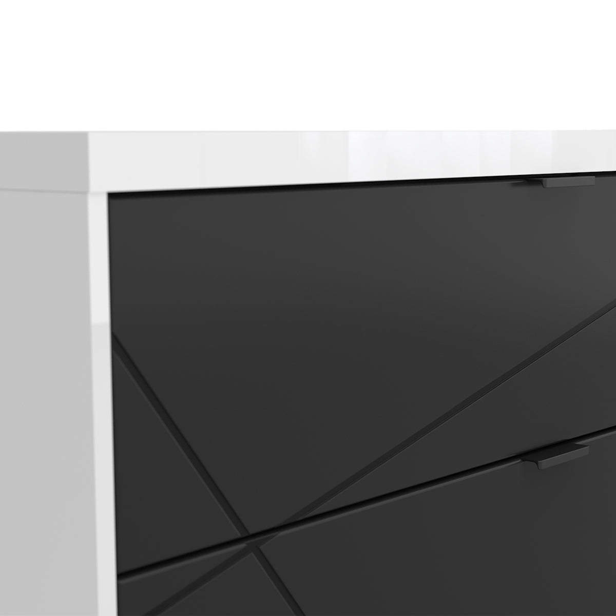 Meuble TV 2 tiroirs 2 niches 156 cm Sven Noir et Blanc - vue 4