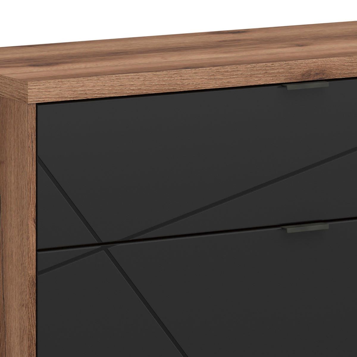 Meuble TV 2 tiroirs 2 niches 156 cm Sven Noir et Bois - vue 4