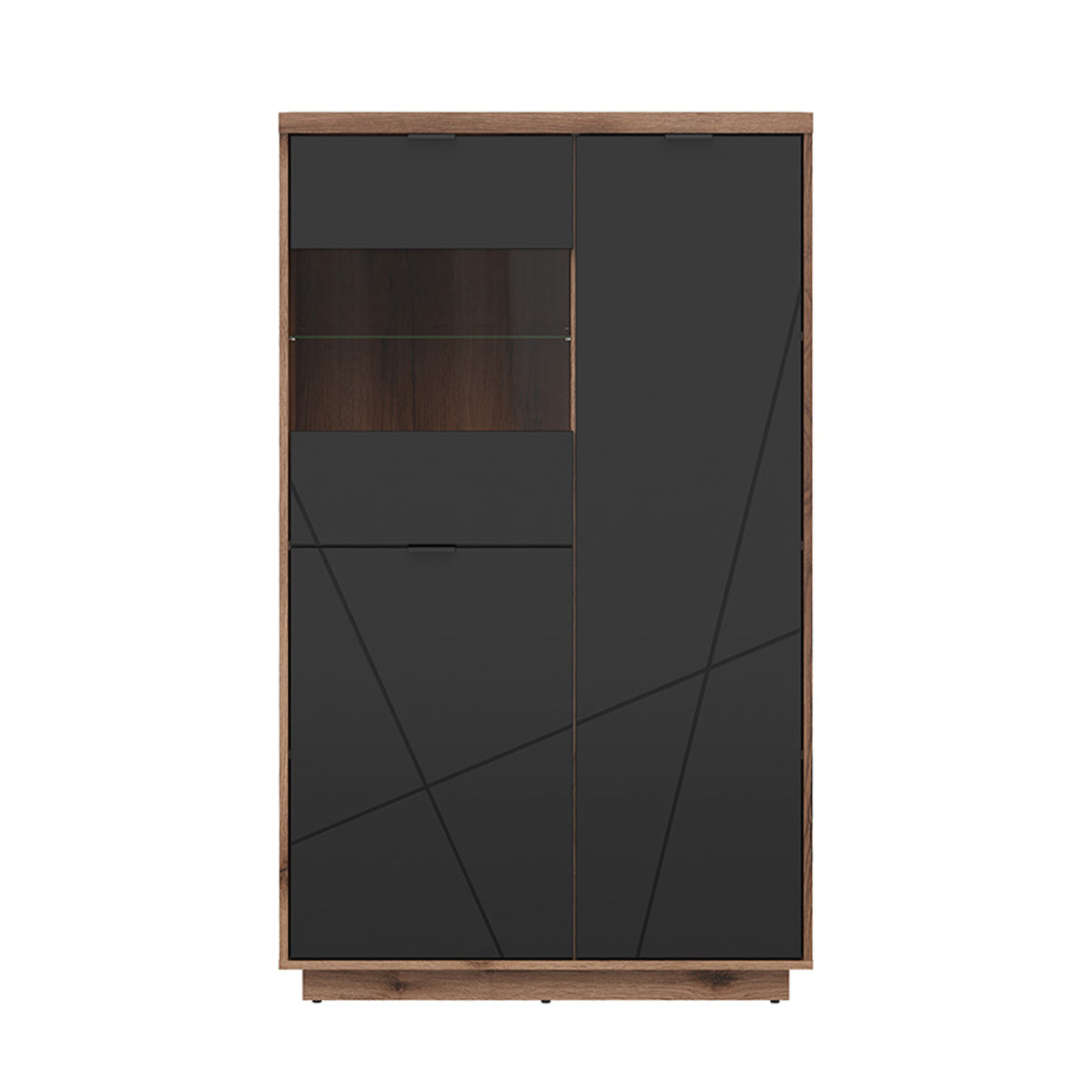 Vitrine 3 portes Sven Noir et Bois - vue 2