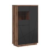 Vitrine 3 portes Sven Noir et Bois