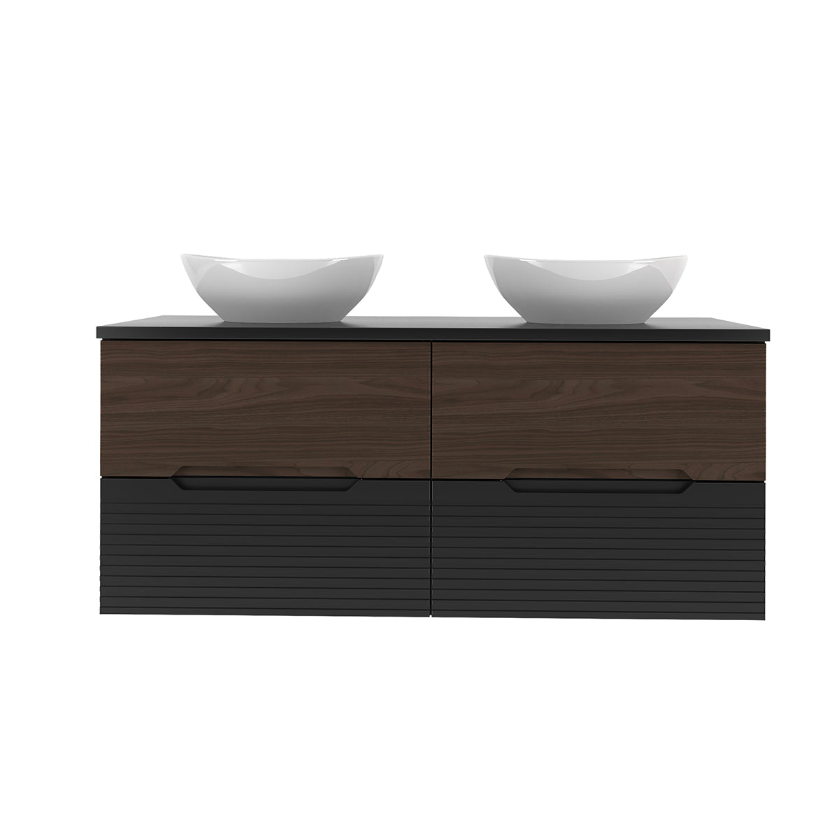 Meuble double vasque 120cm Sylla Noir et bois