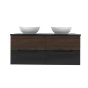 Meuble double vasque 120cm Sylla Noir et bois