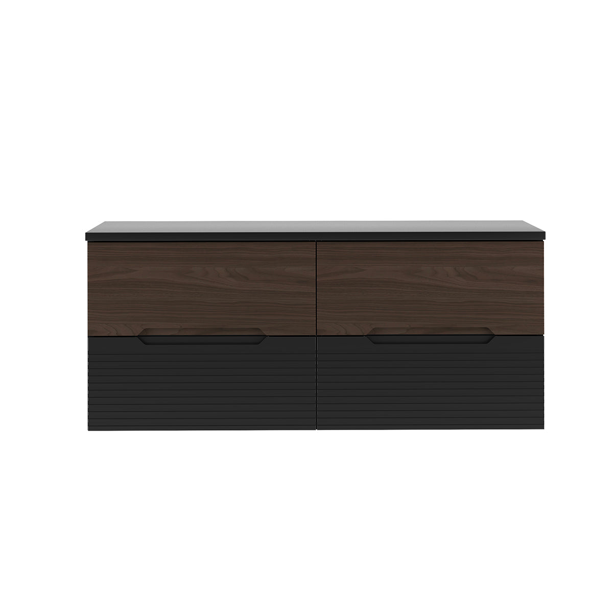 Meuble sous-vasque 120cm plan de toilette Sylla Noir et bois - vue 3