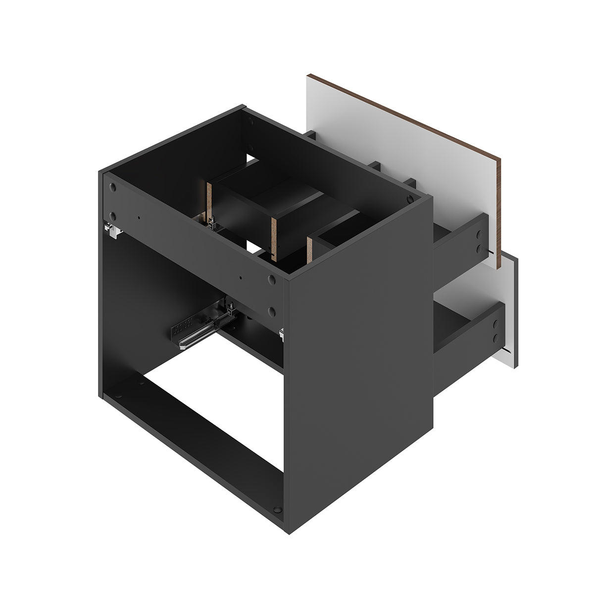 Meuble sous-vasque 120cm plan de toilette Sylla Noir et bois - vue 4