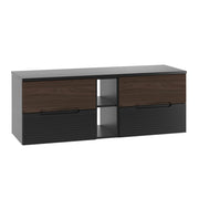 Meuble sous-vasque 140cm 2 niches plan de toilette Sylla Noir et bois