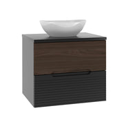 Meuble simple vasque 60cm Sylla Noir et bois