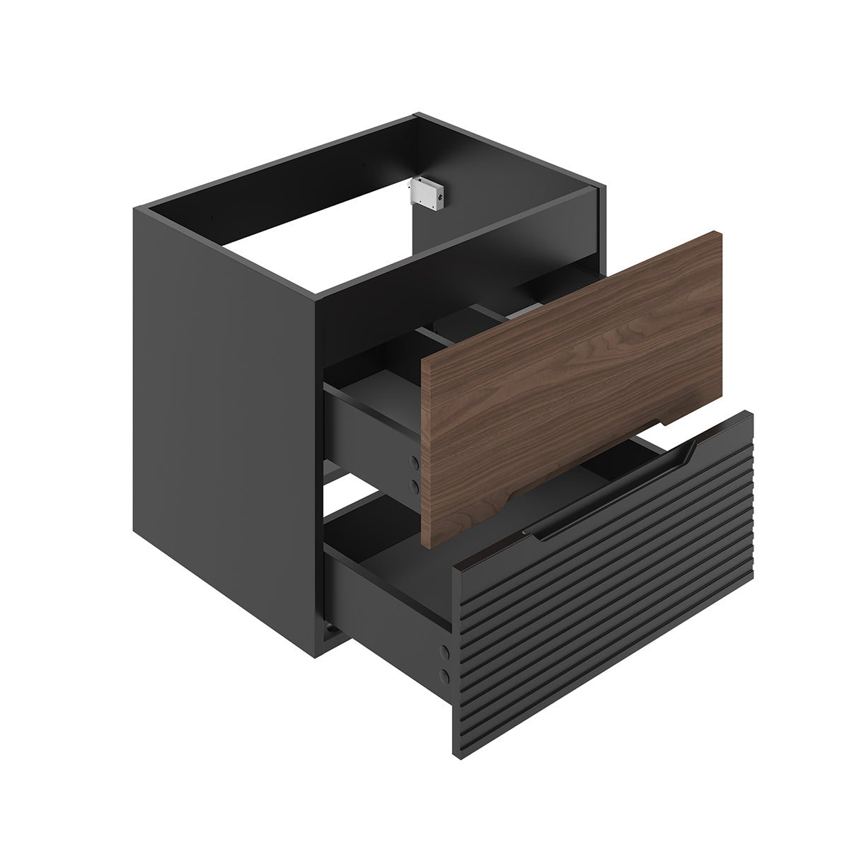 Ensemble meuble simple vasque 60cm et colonne Sylla Noir et bois - vue 4