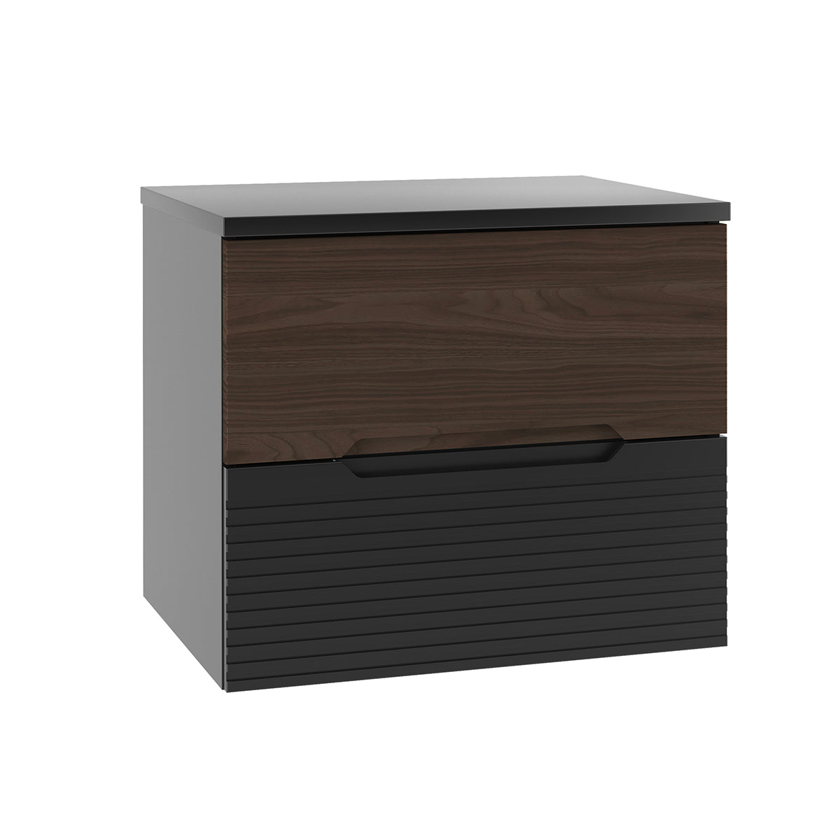Meuble sous-vasque 60cm plan de toilette Sylla Noir et bois