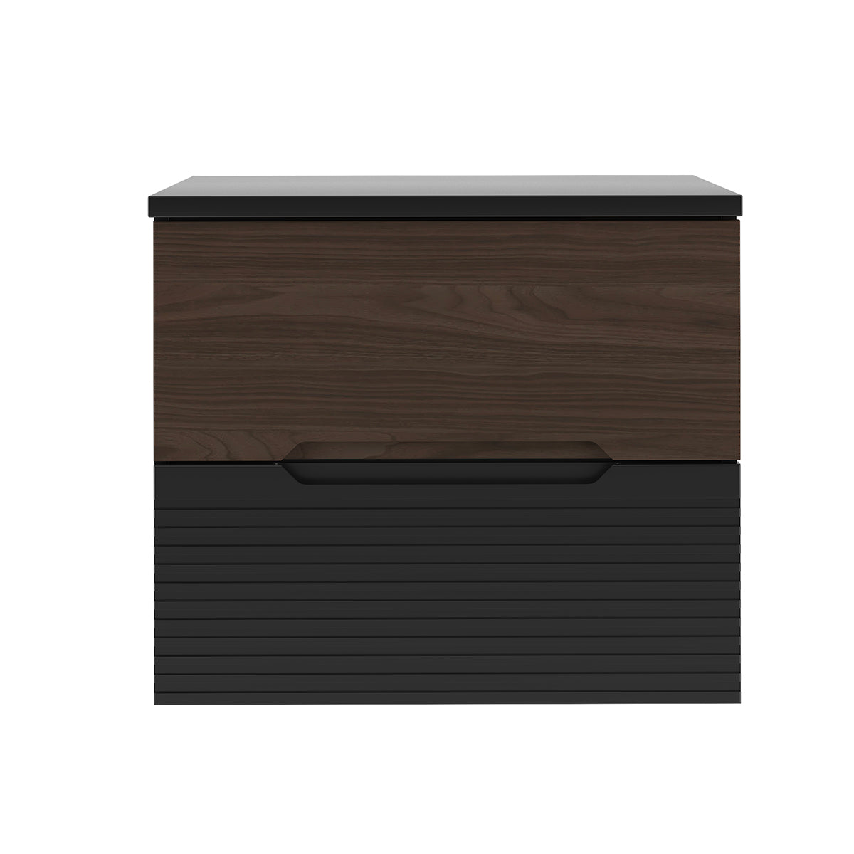 Meuble sous-vasque 60cm plan de toilette Sylla Noir et bois - vue 3