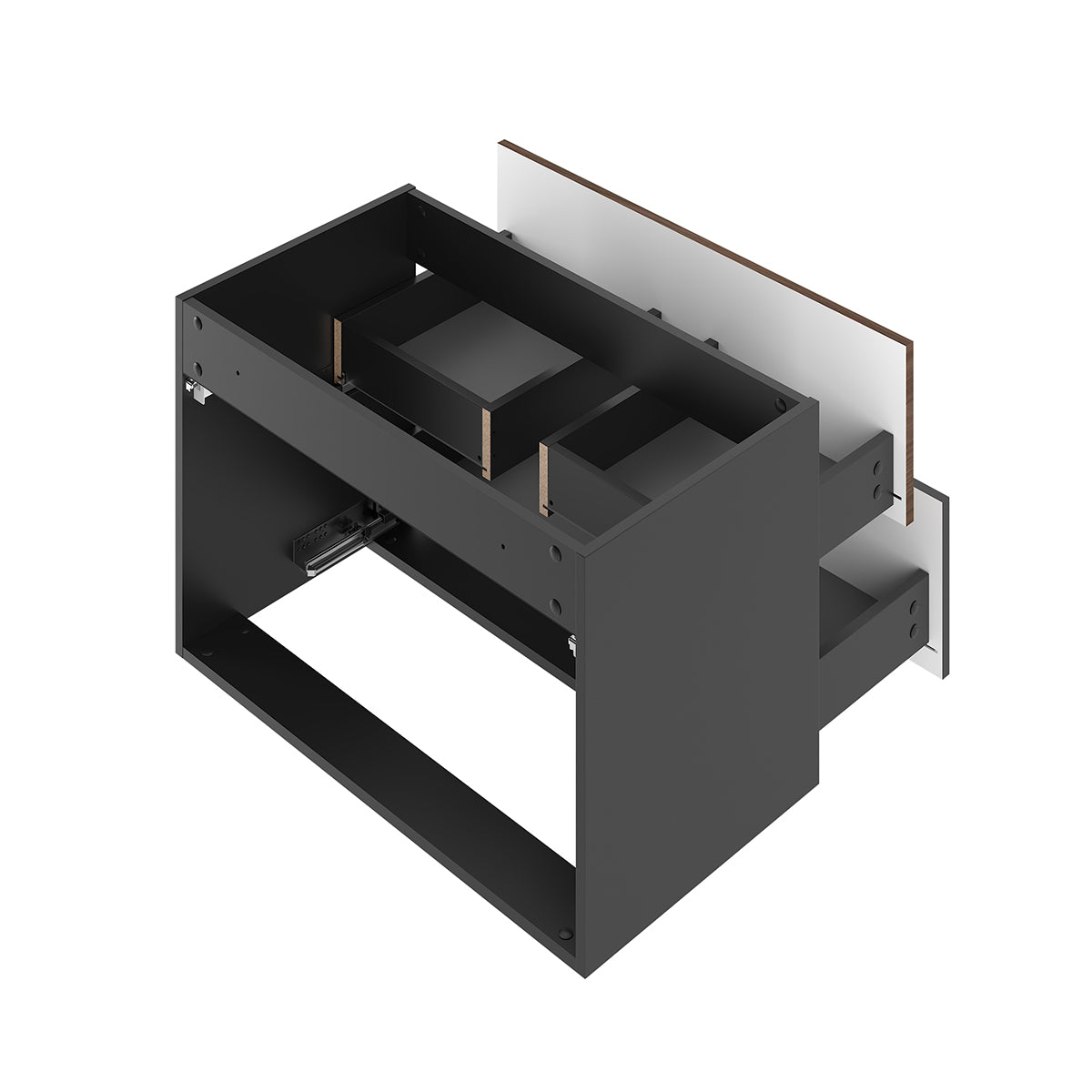 Meuble simple vasque 80cm Sylla Noir et bois - vue 3