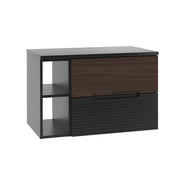 Meuble sous-vasque 80cm 2 niches plan de toilette Sylla Noir et bois