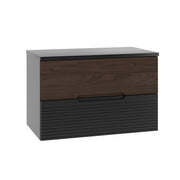 Meuble sous-vasque 80cm plan de toilette Sylla Noir et bois
