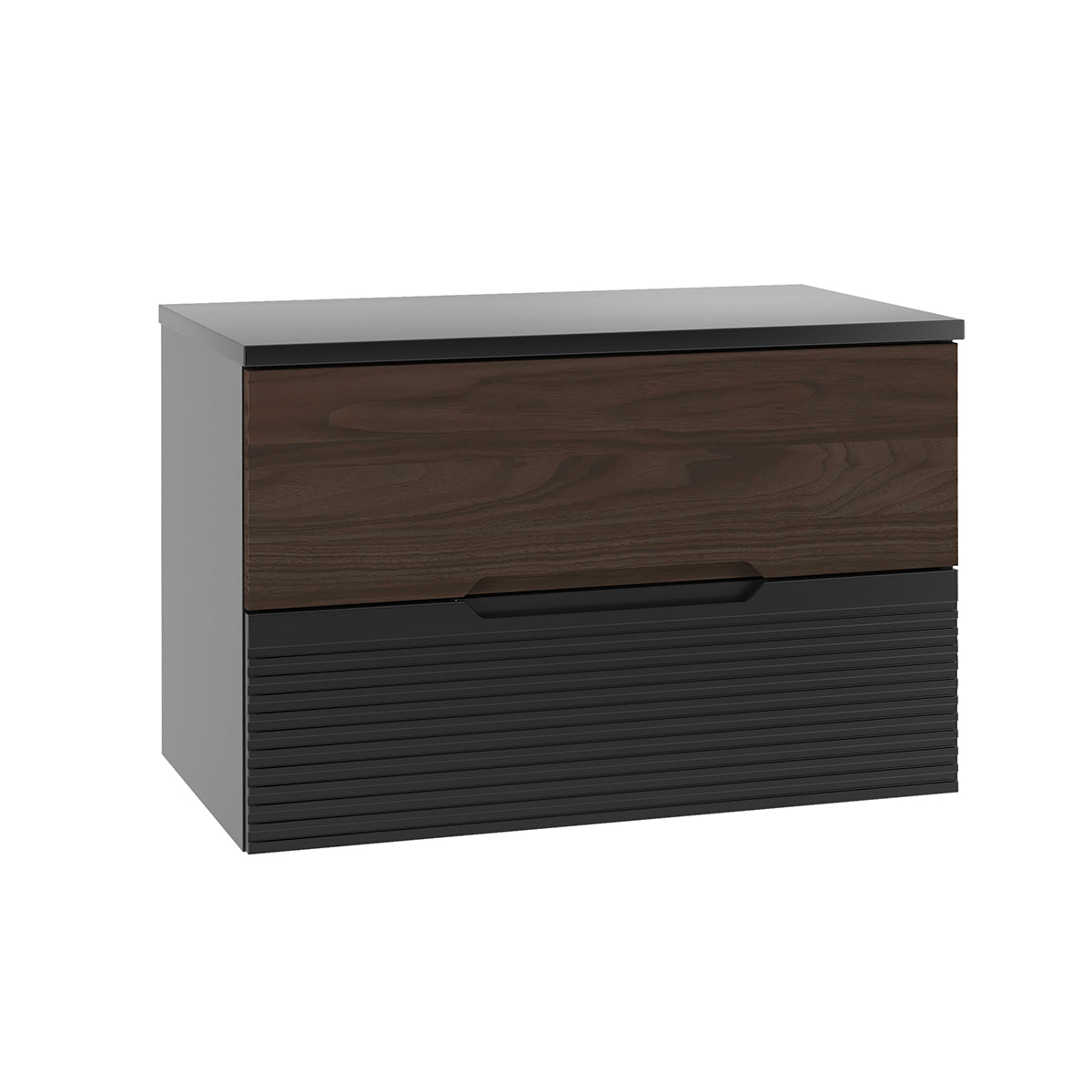 Meuble sous-vasque 80cm plan de toilette Sylla Noir et bois