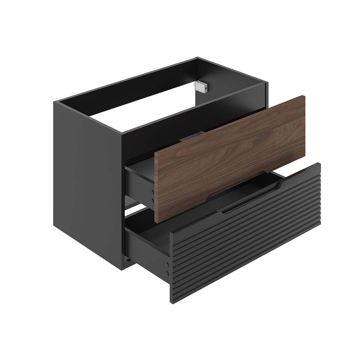 Meuble sous-vasque 80cm plan de toilette Sylla Noir et bois - vue 2