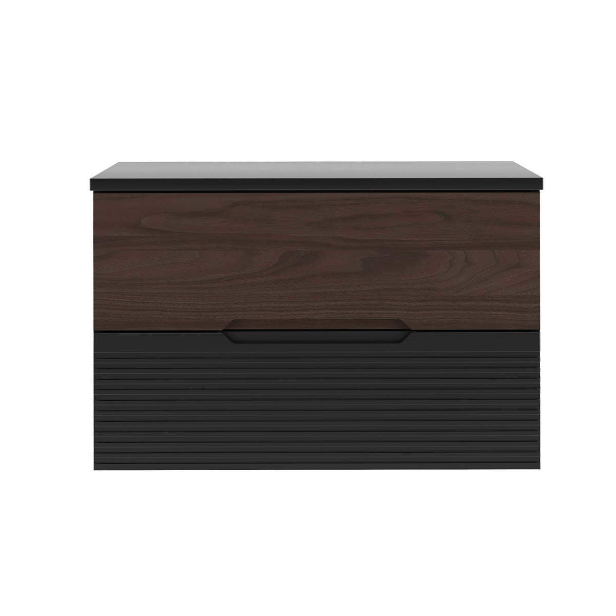 Meuble sous-vasque 80cm plan de toilette Sylla Noir et bois - vue 3