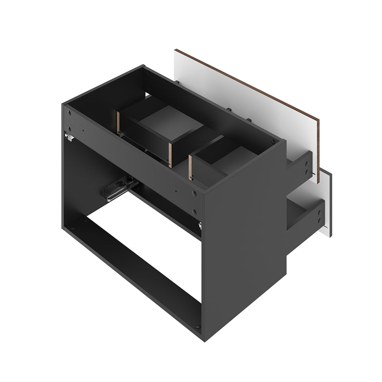 Ensemble meuble simple vasque encastrée 80cm et colonne Sylla Noir et bois