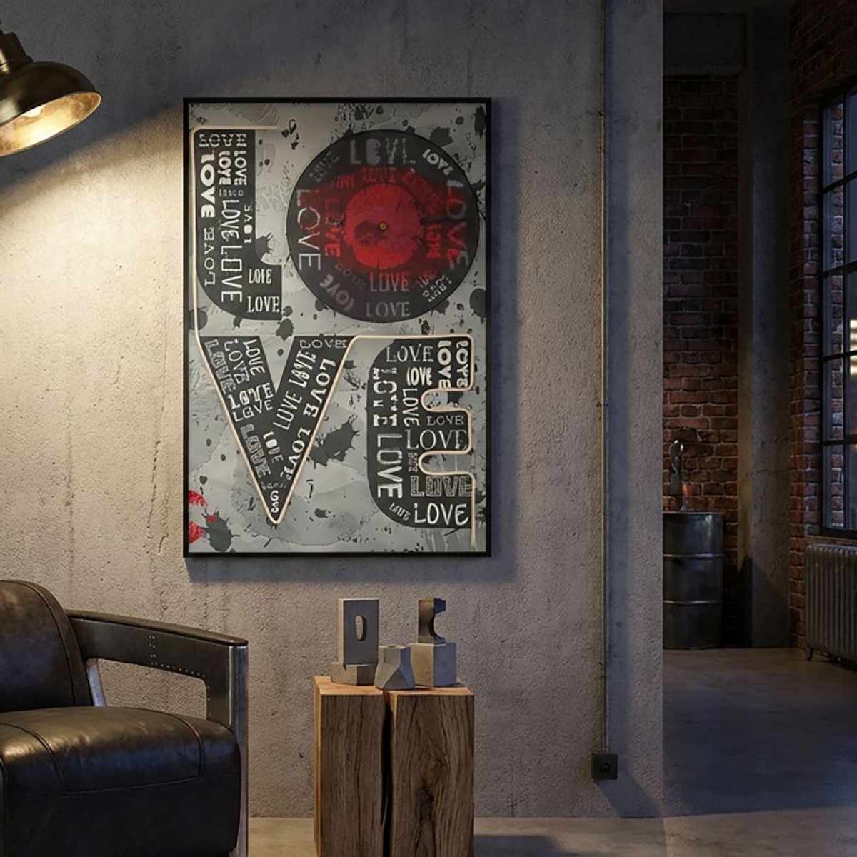 Tableau impression sur toile LED 60x90 cm Love