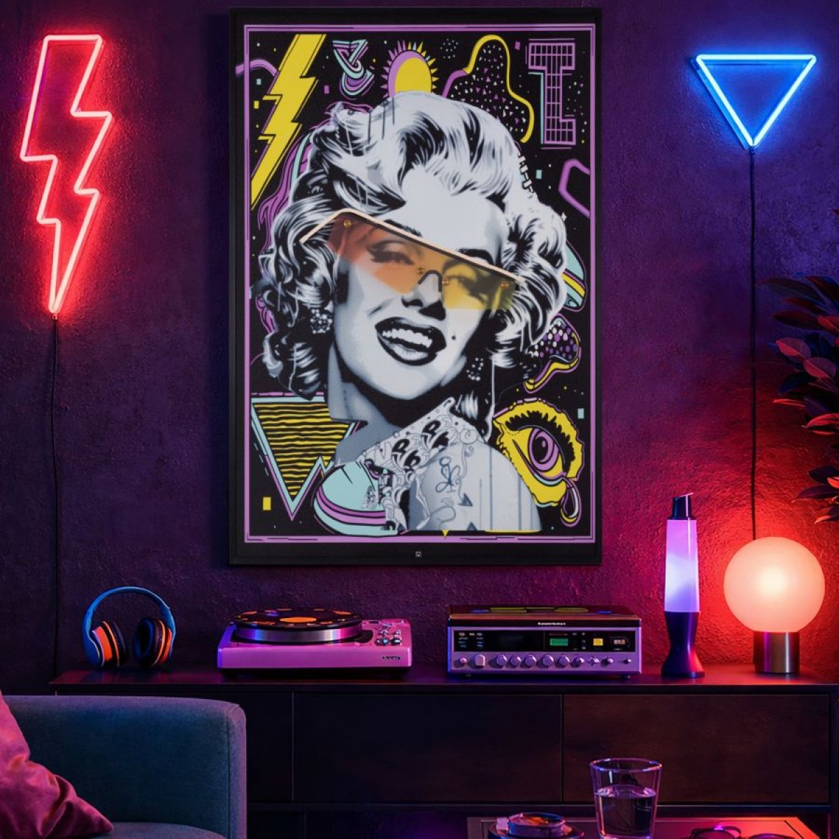 Tableau impression sur toile LED femme 60x90 cm Marilyn