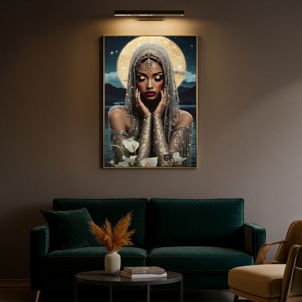 Tableau impression sur toile LED femme 70x140 cm Kaya