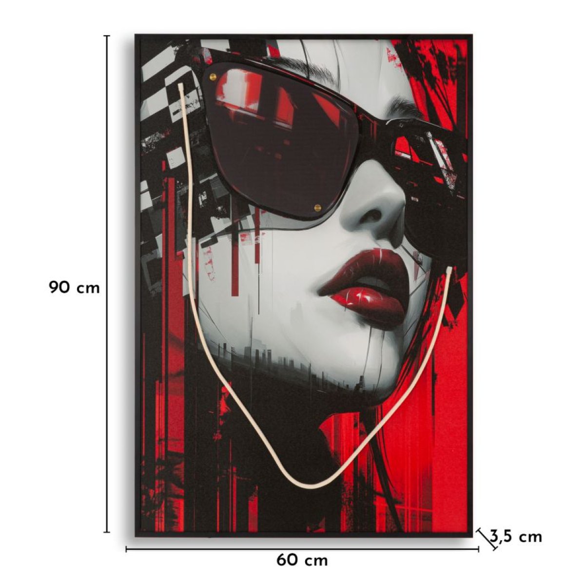 Tableau impression sur toile LED femme lunettes 60x90 cm Emi - vue 8