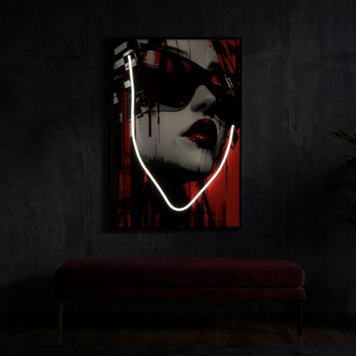 Tableau impression sur toile LED femme lunettes 60x90 cm Emi - vue 4
