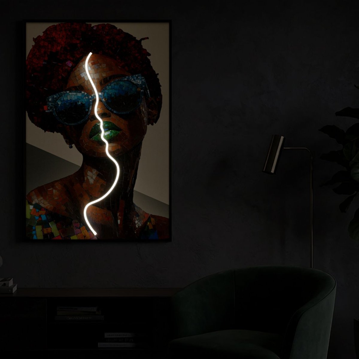 Tableau impression sur toile LED femme lunettes 60x90 cm Zuri - vue 4