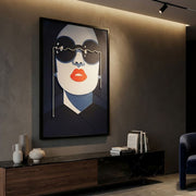 Tableau impression sur toile LED femme lunettes 80x120 cm Cécile