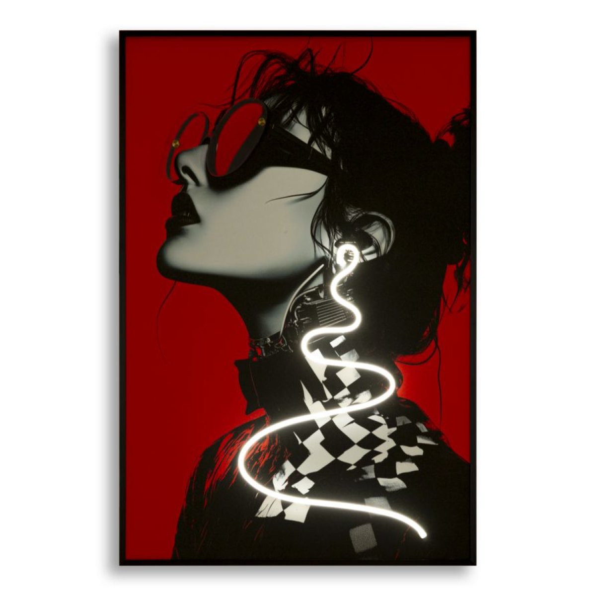Tableau impression sur toile LED femme lunettes de profil 60x90 cm Emi - vue 3