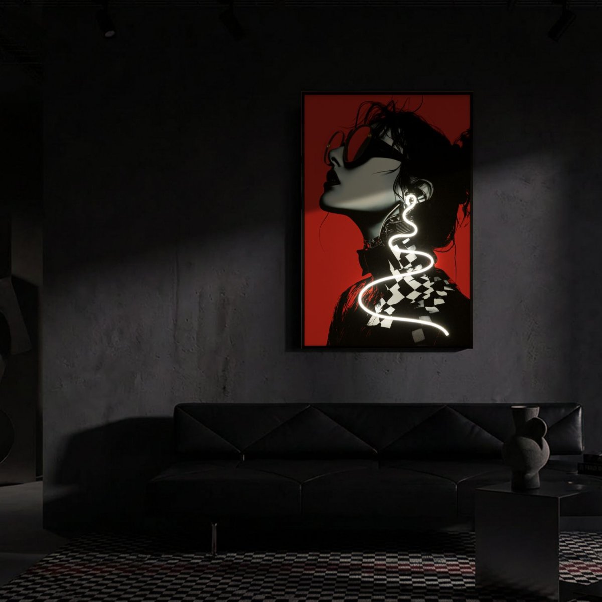 Tableau impression sur toile LED femme lunettes de profil 60x90 cm Emi - vue 4