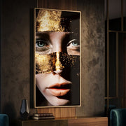 Tableau impression sur toile visage femme dorures 50x100 cm Lumos
