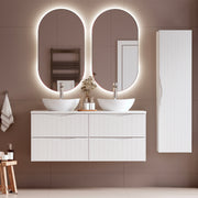 Ensemble meuble double vasque 120cm et colonne Tao Blanc