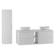 Ensemble meuble double vasque 140cm 2 niches et colonne Tao Blanc