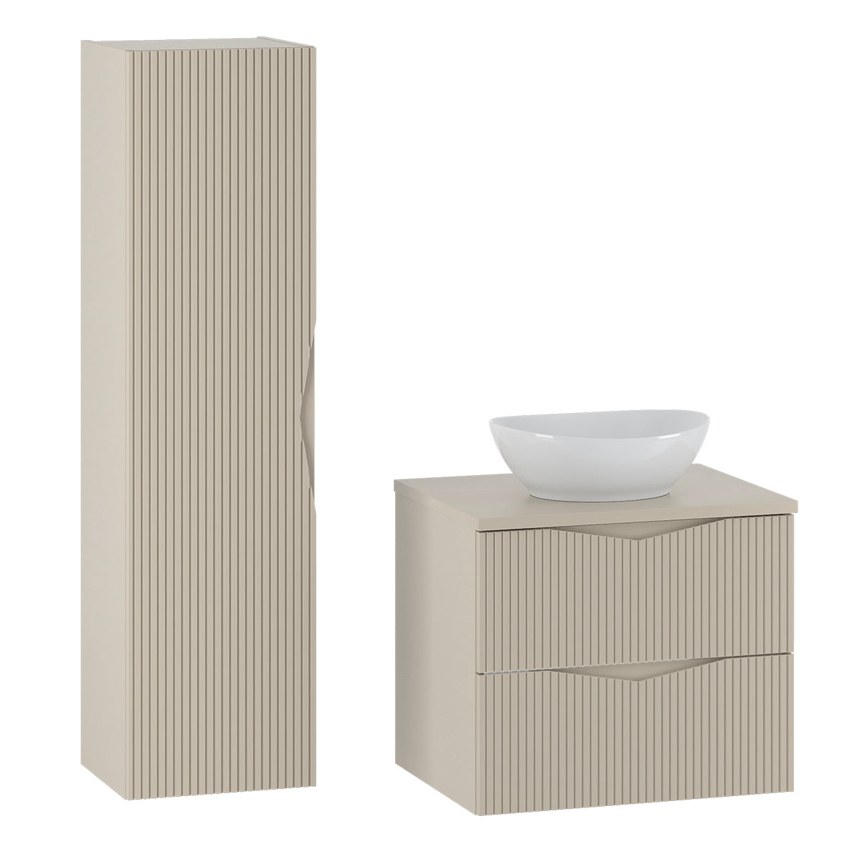 Ensemble meuble simple vasque 60cm et colonne Tao Cachemire - vue 2