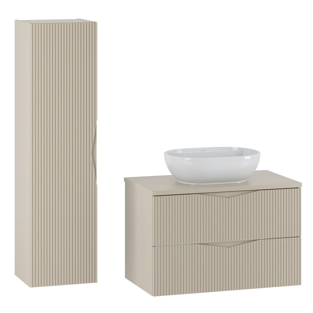 Ensemble meuble simple vasque 80cm et colonne Tao Cachemire - vue 2