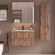 Ensemble meuble simple vasque encastrée 80cm et colonne Tao Bois