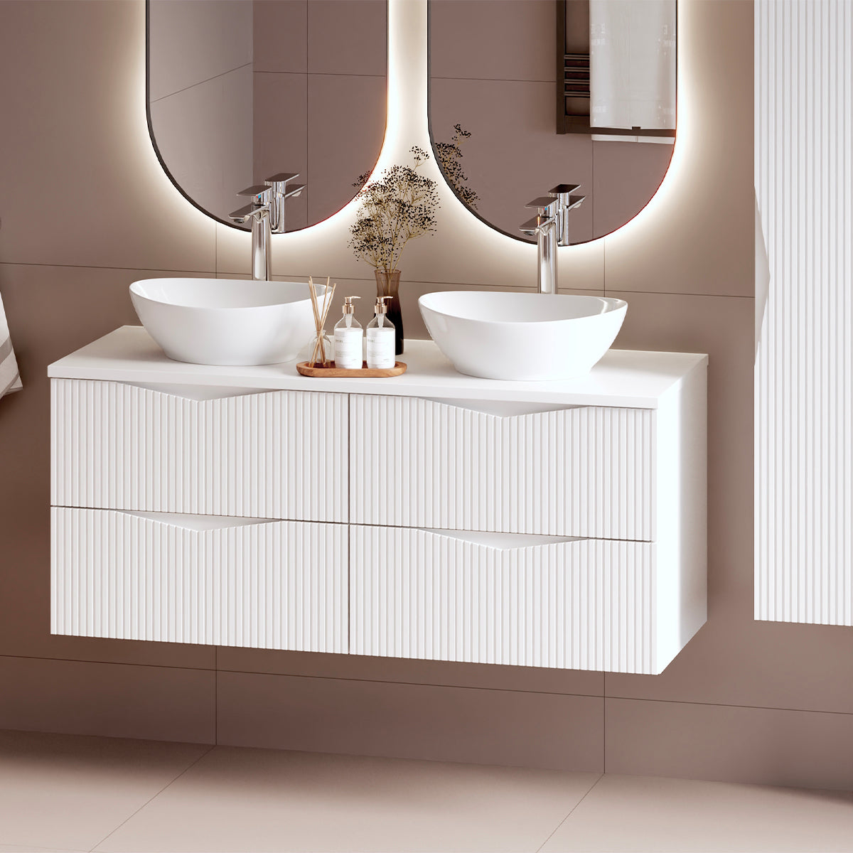 Meuble double vasque 120cm Tao Blanc - vue 6
