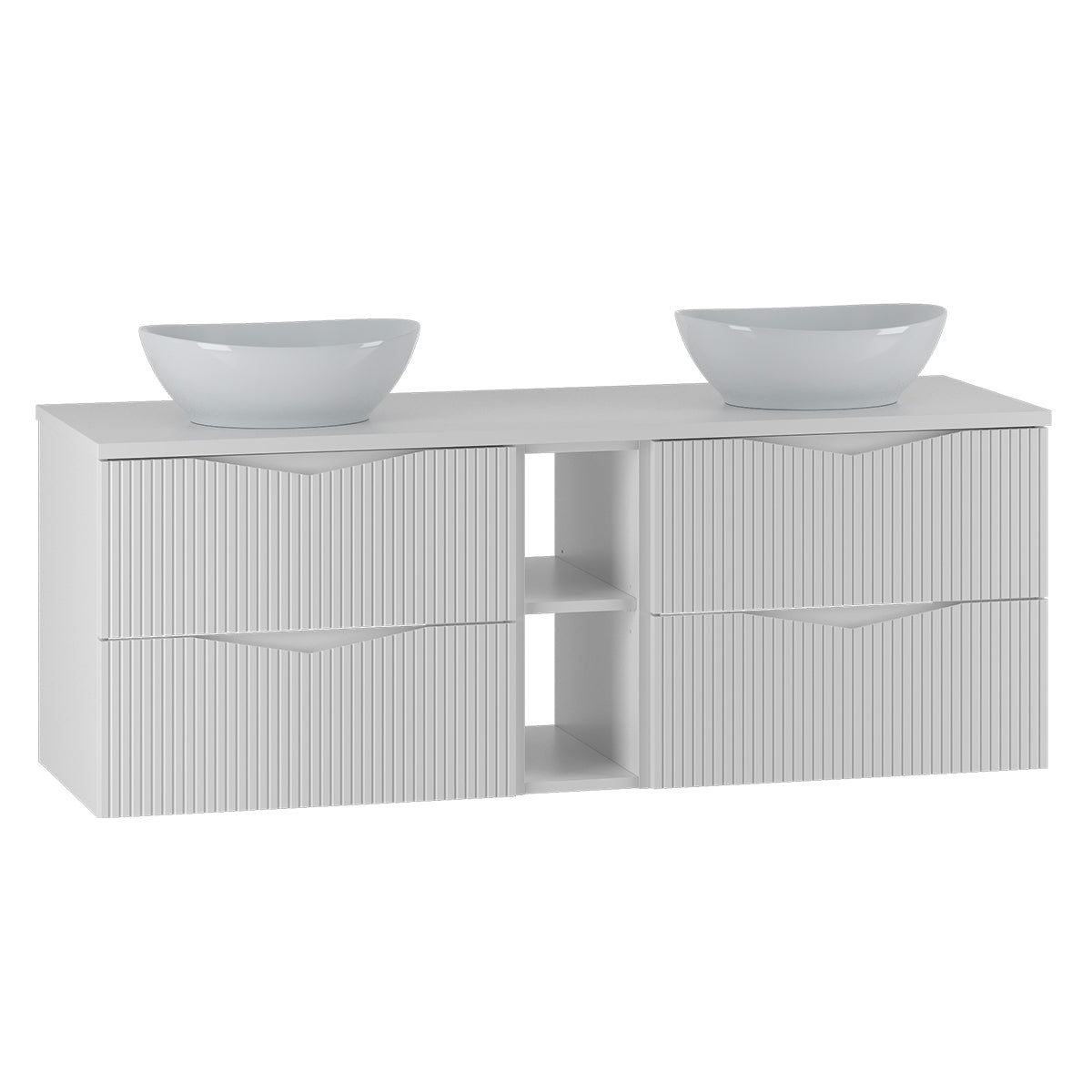 Meuble double vasque 140cm 2 niches Tao Blanc