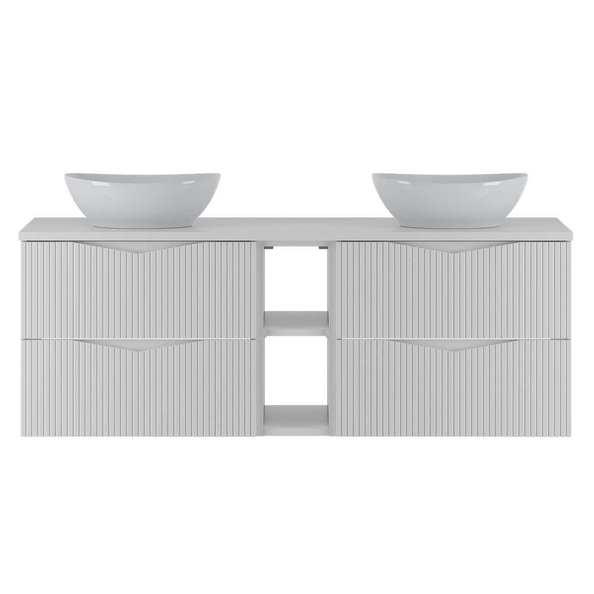 Meuble double vasque 140cm 2 niches Tao Blanc - vue 2