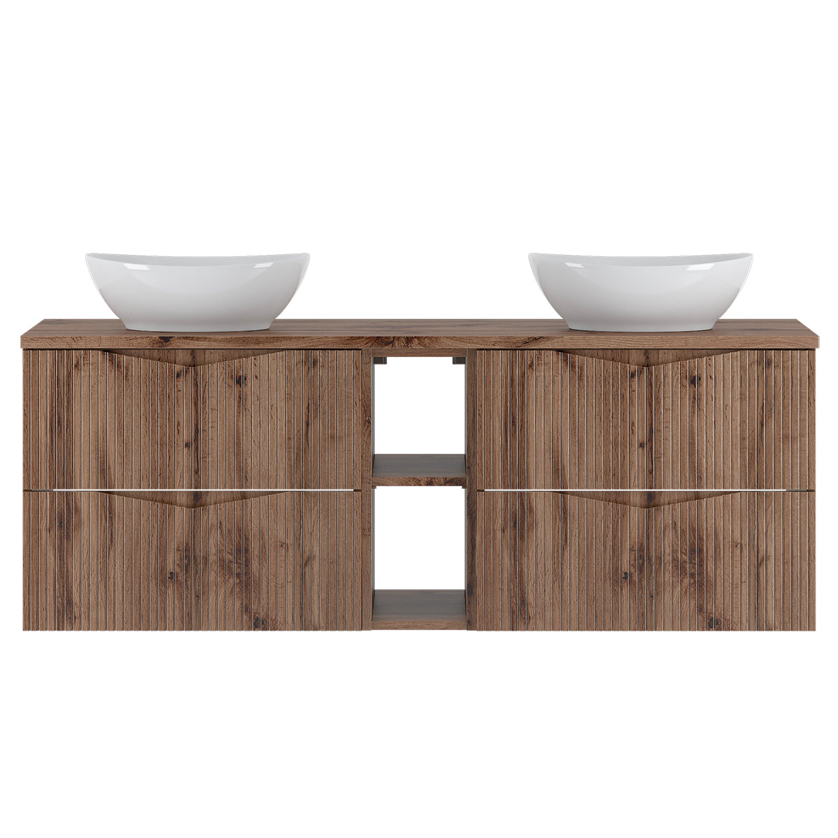 Meuble double vasque 140cm 2 niches Tao Bois - vue 2